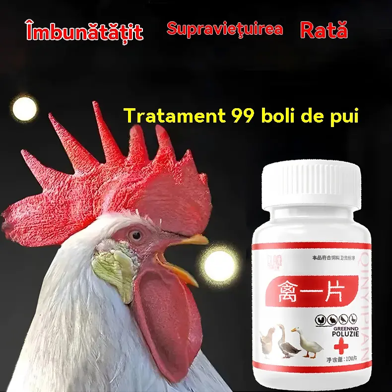 💊💊Medicament pentru tratamentul gripei aviare, racelii, gripei, diareei si tusei la gaini, rate si gaste, 1 flacon cu 100 de tablete.