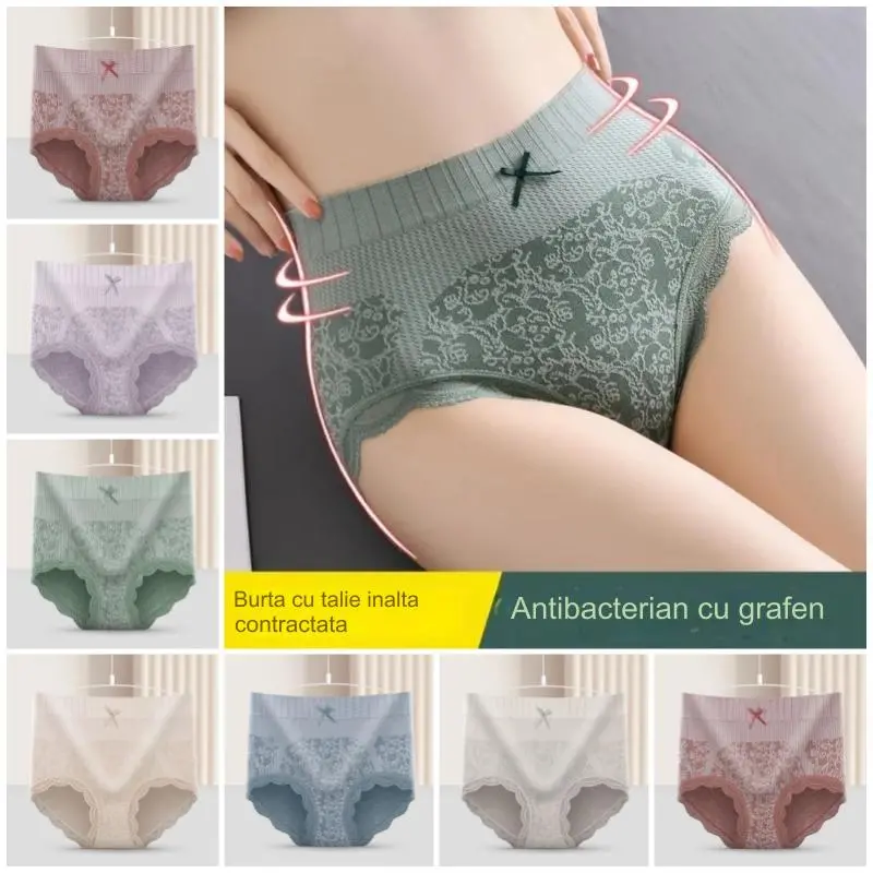 ✔🔥【8/16 bucăți】🔥Lenjerie intimă antibacteriană pentru femei, cu talie înaltă, care absoarbe umezeala