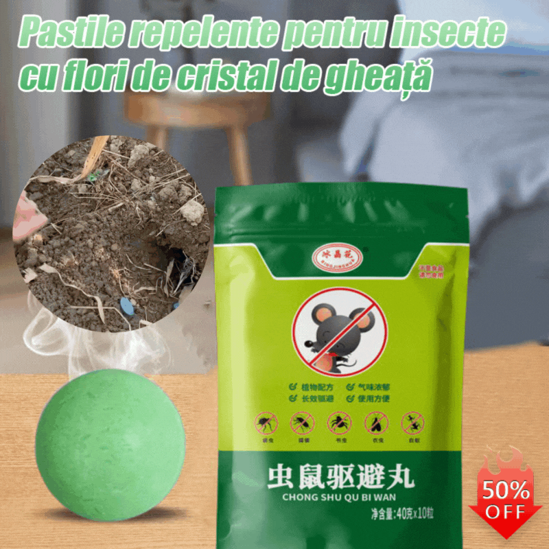 【Preț super mic - 🔥 Ultimele trei zile】 Pastile puternice anti-șobolani și anti-insecte cu flori de cristal de gheață.