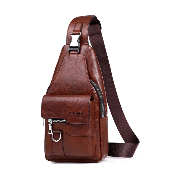 💯🎁Retro waterproof faux leather shoulder bag for men.