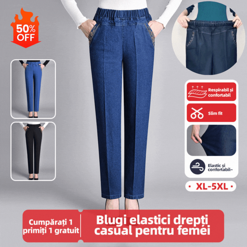 【30% OFF】🔥【XL-5XL】Toamna 2026, blugi casual, drepti, elastici, pentru femei