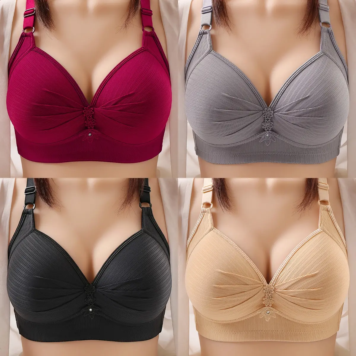 🔥【40kg-120kg】🥰🥰🥰【M-6XL】Sutien confortabil pentru lenjerie de corp de mărime mare