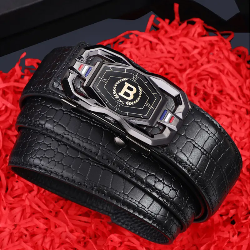 【30% OFF】😎Cureaua de afaceri casual din piele naturală de crocodil pentru bărbați