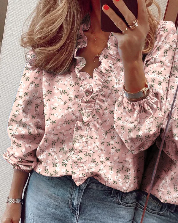 🌿✨ Bluză de damă – Primăvară/Vară, Mânecă lungă, Design cu volane, Elegantă și ușoară 📦