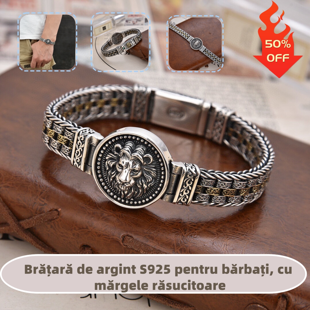 🔥Brățară de argint S925 pentru bărbați, cu mărgele răsucitoare