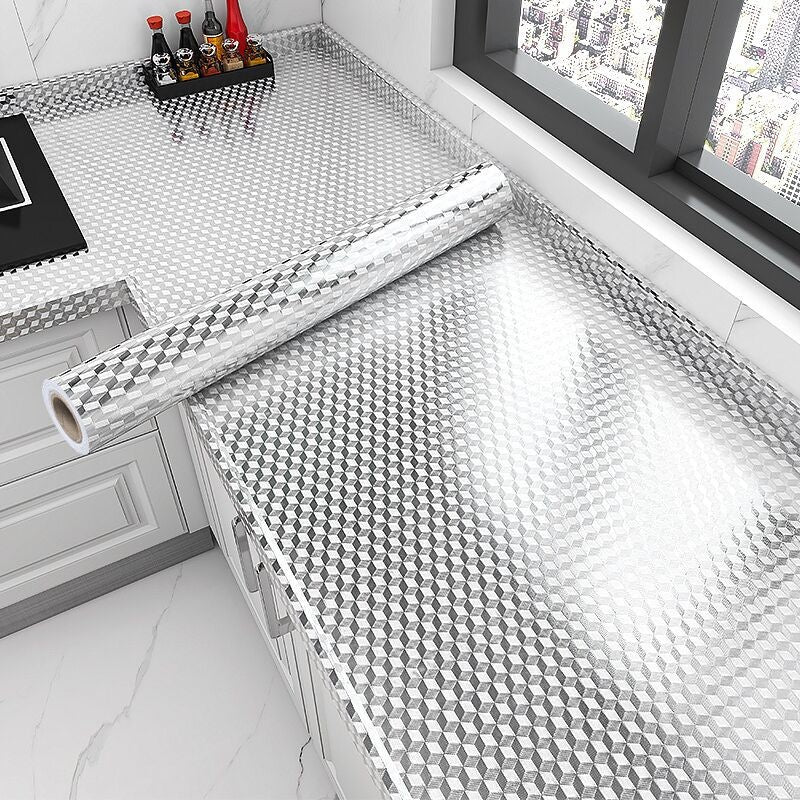 ♨️♨️【40 cm * 12 m】 Odstranljiva samolepilna aluminijasta folija – odporna na maščobo, toploto in enostavna za čiščenje