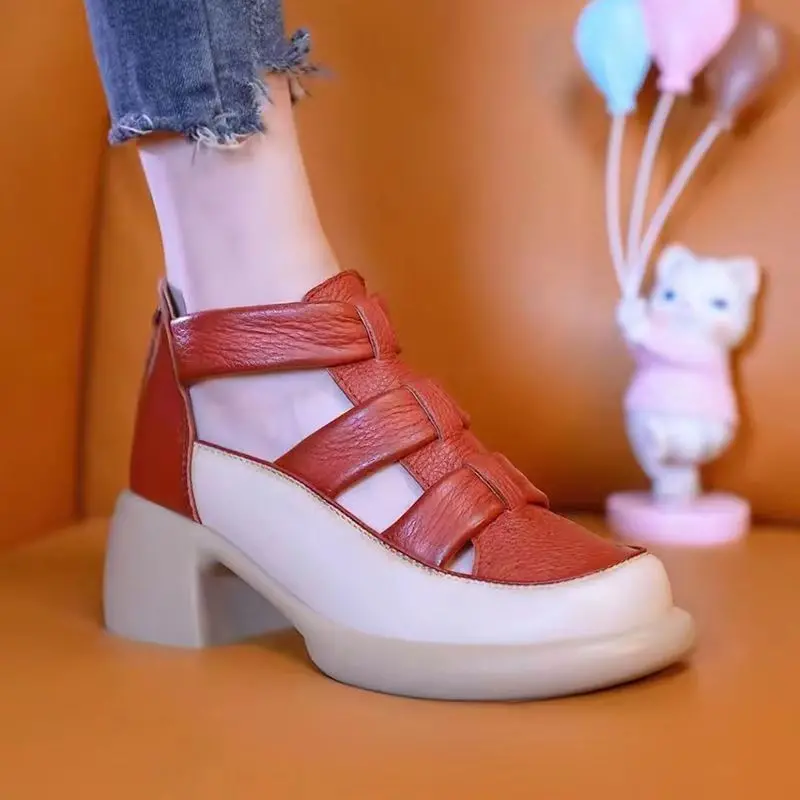 👡【35-40】2026 Sandale romane cu toc gros nou Sandale cu toc înalt