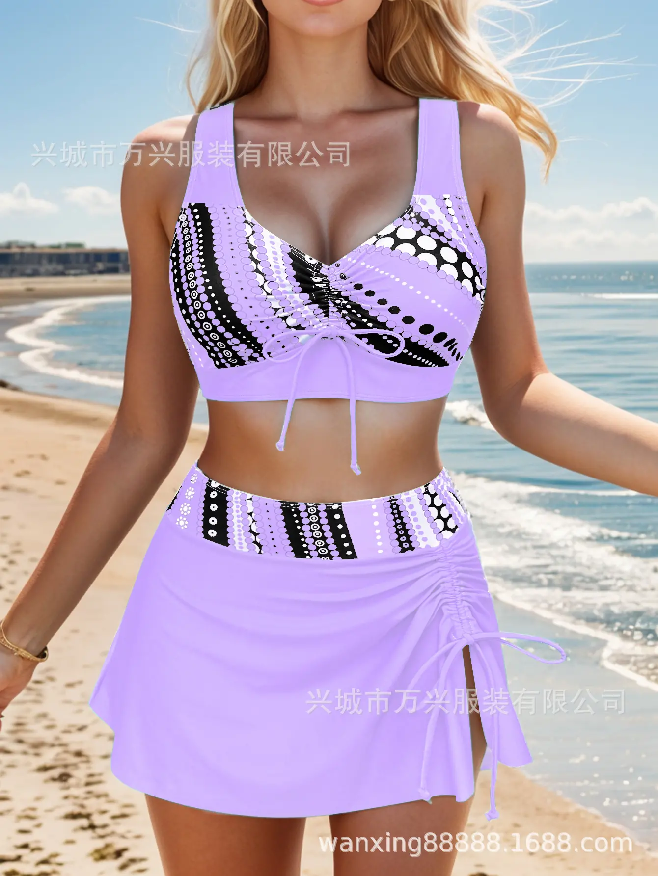 30%OFF🩱👙【S-2XL】Costum de baie din două piese, confortabil, cu imprimeu și funde