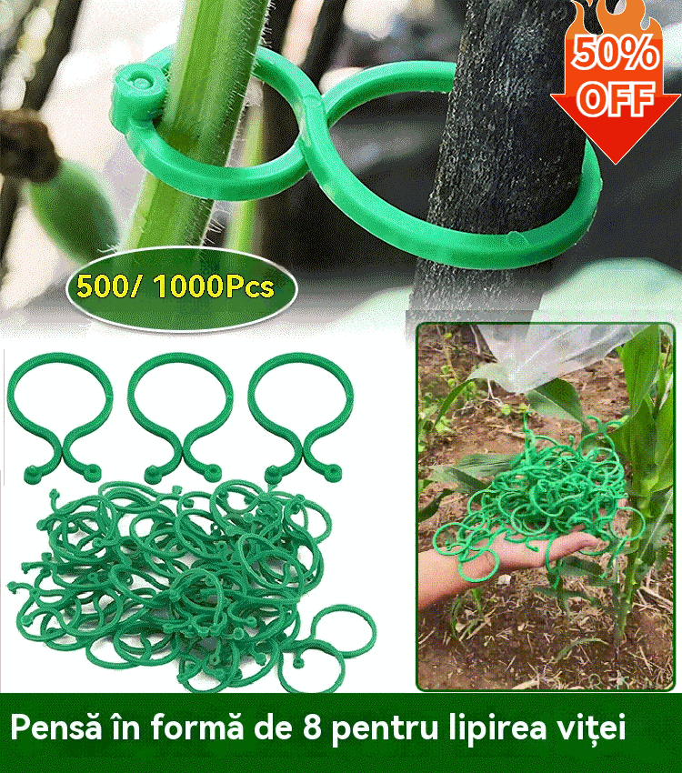 🍇【1000/1500/2000 bucăți】🌱Cleme fixe cu cataramă în formă de 8, potrivite pentru plante cățărătoare, grădini/grădini de legume/livezi, legături pentru viță de vie
