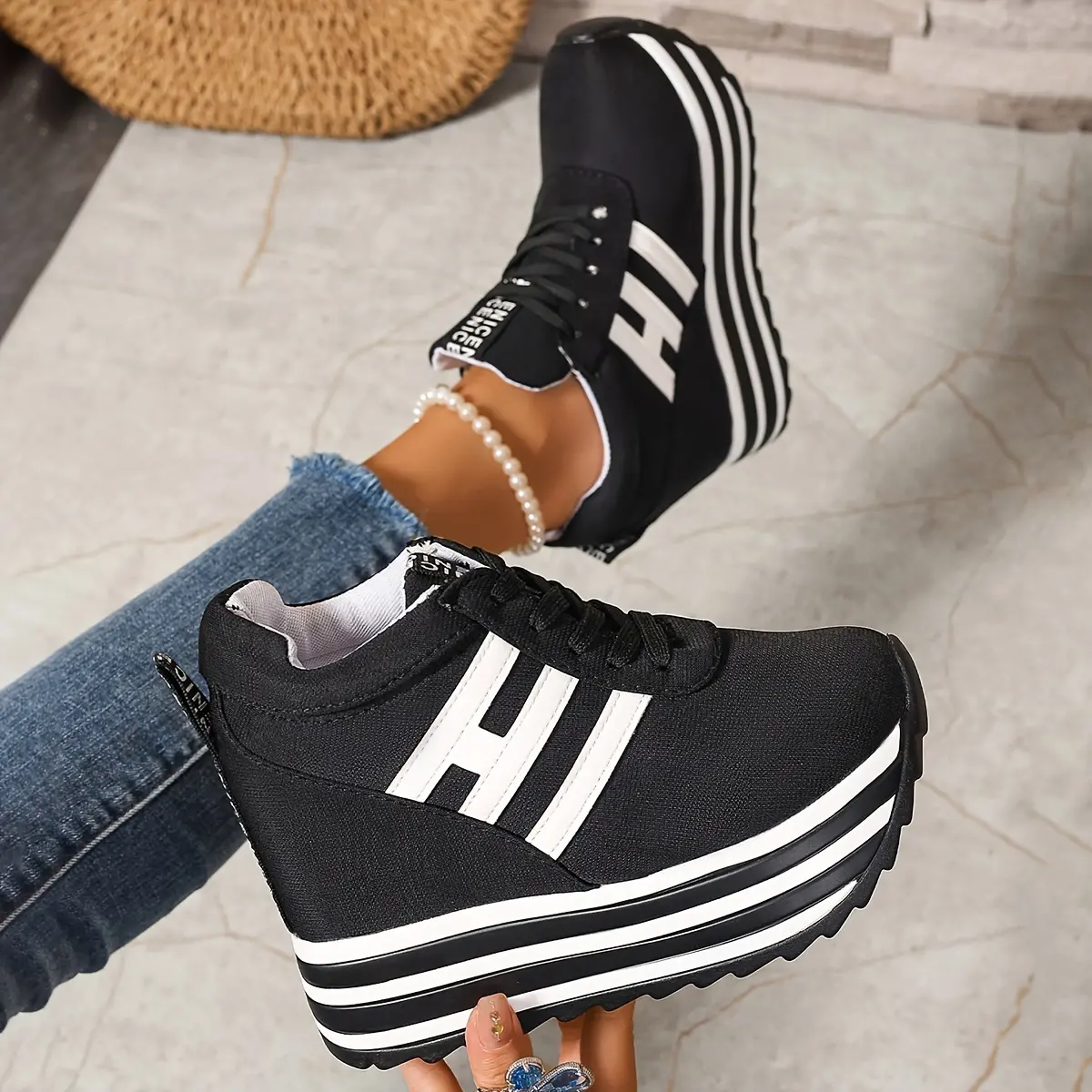 【35-41】2026 pantofi casual de pânză cu talpă groasă