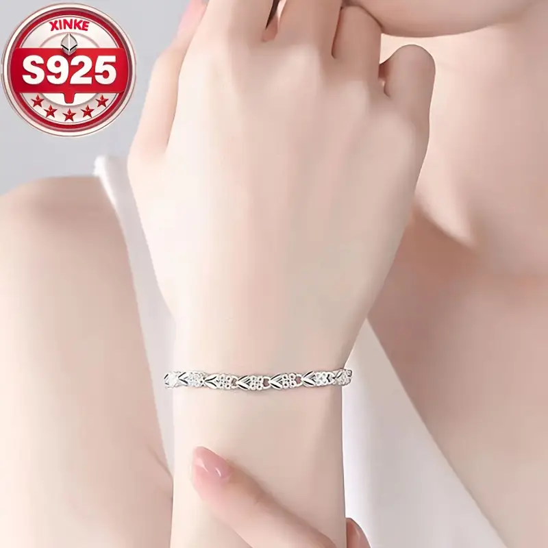 💖🍀Brățară de mână pentru femei, din argint sterling 925, cu trifoi cu patru foi, Love New Fashion