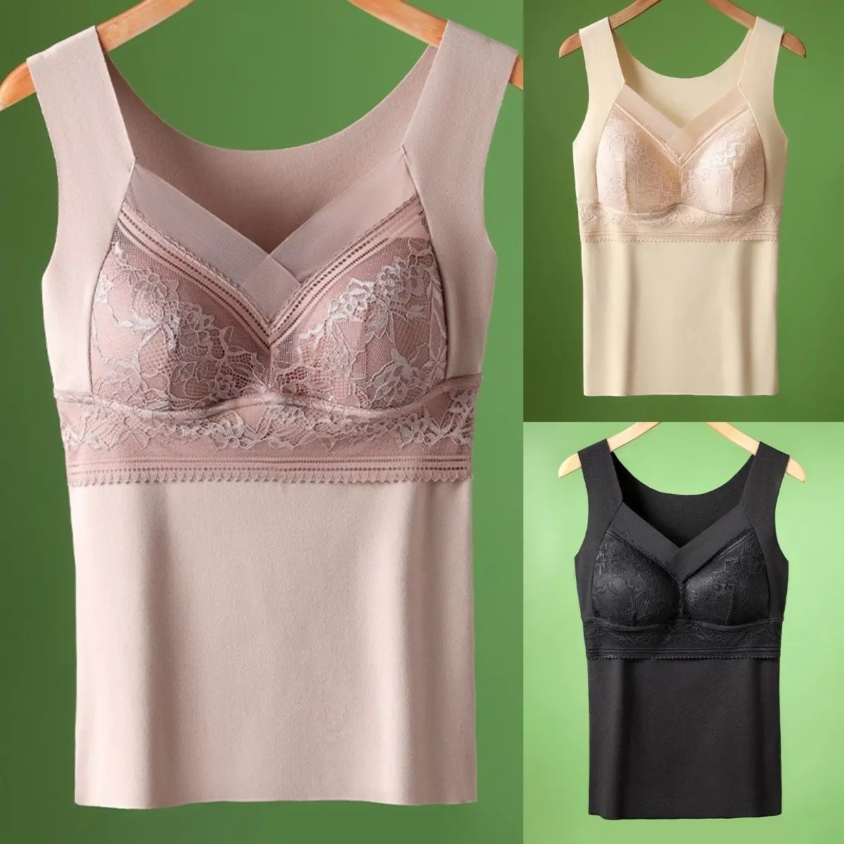 🔥【4 buc】❤️【40-100kg】Lenjerie de corp din dantelă din catifea de gâscă de toamnă și iarnă, spate frumos, adunarea sânilor accesorii, prevenirea căderii sânilor✅【Recomandarea medicului】
