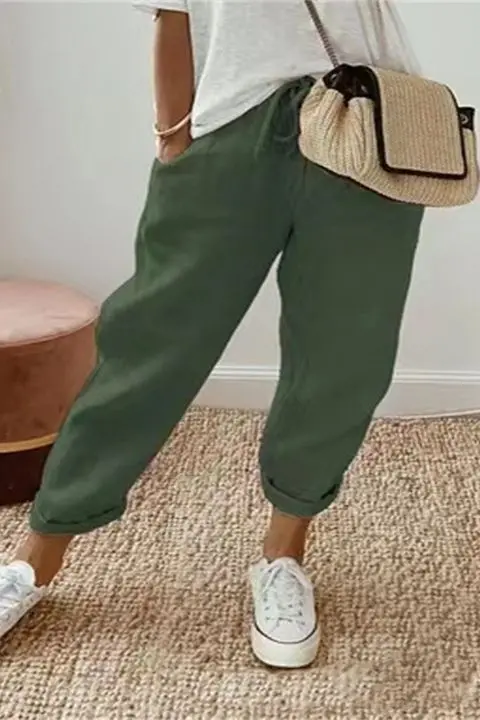 💯Pantaloni casual din bumbac și in pentru femei, vara 2026, noi