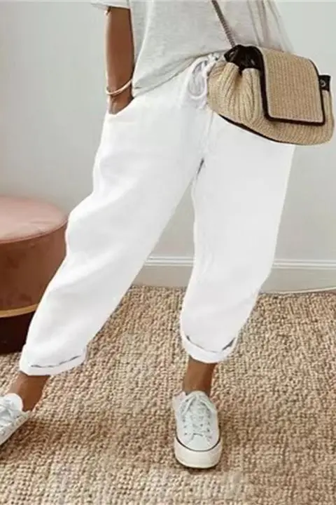 💯Pantaloni casual din bumbac și in pentru femei, vara 2026, noi