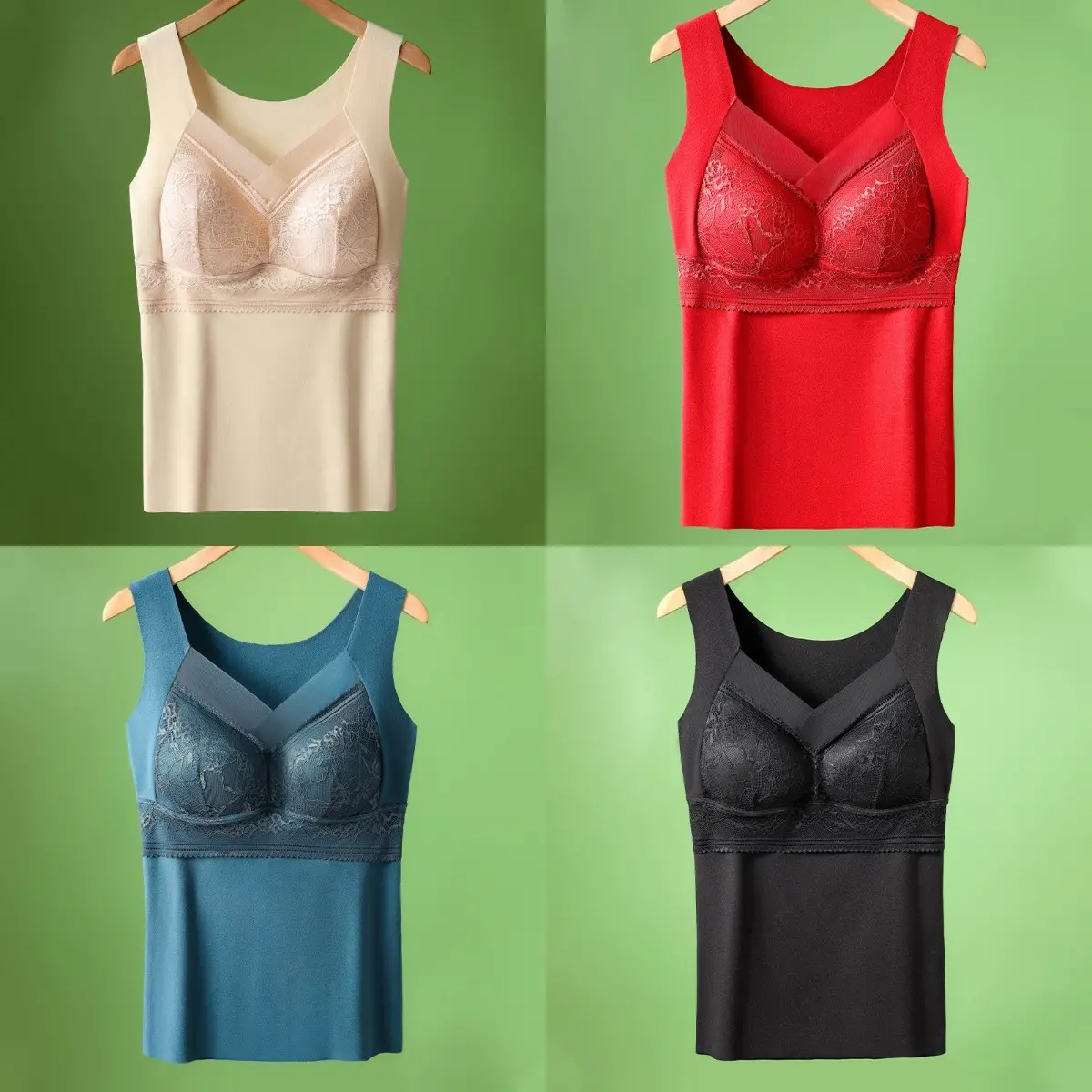 🔥【4 buc】❤️【40-100kg】Lenjerie de corp din dantelă din catifea de gâscă de toamnă și iarnă, spate frumos, adunarea sânilor accesorii, prevenirea căderii sânilor✅【Recomandarea medicului】
