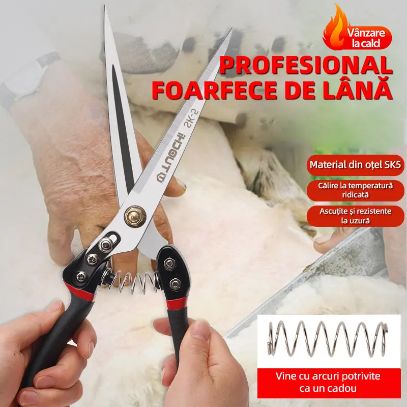 🐏✂️Foarfecă manuală mare pentru lână de primăvară