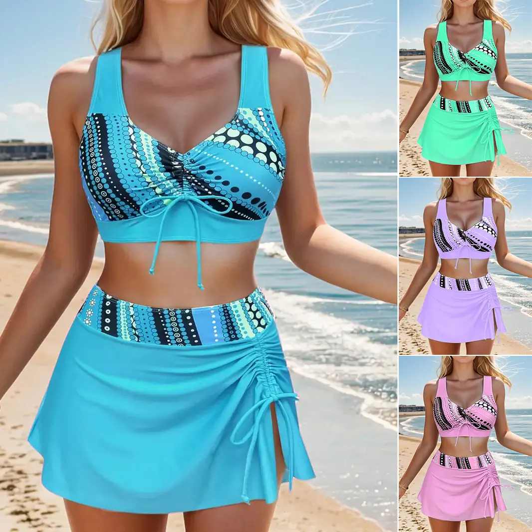 30%OFF🩱👙【S-2XL】Costum de baie din două piese, confortabil, cu imprimeu și funde