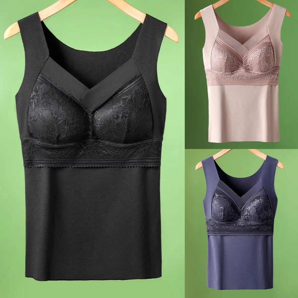 🔥【4 buc】❤️【40-100kg】Lenjerie de corp din dantelă din catifea de gâscă de toamnă și iarnă, spate frumos, adunarea sânilor accesorii, prevenirea căderii sânilor✅【Recomandarea medicului】