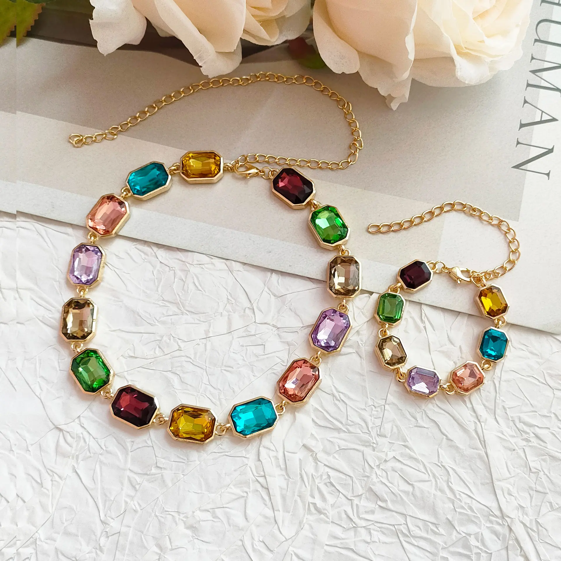 💖💎Colier + brățară din argint sterling 925, culoare nouă, cu diamante