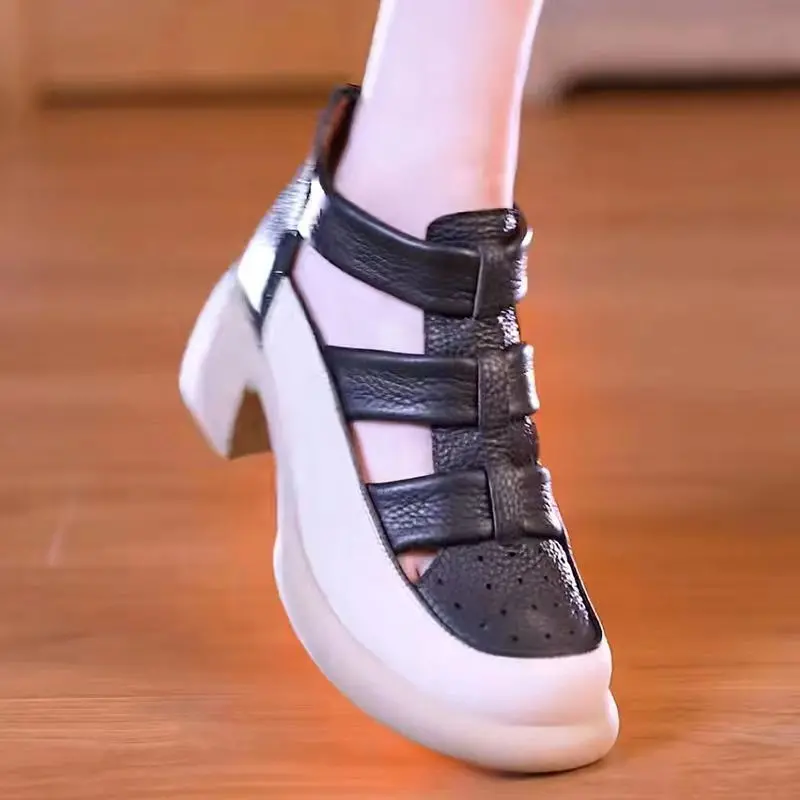 👡【35-40】2026 Sandale romane cu toc gros nou Sandale cu toc înalt