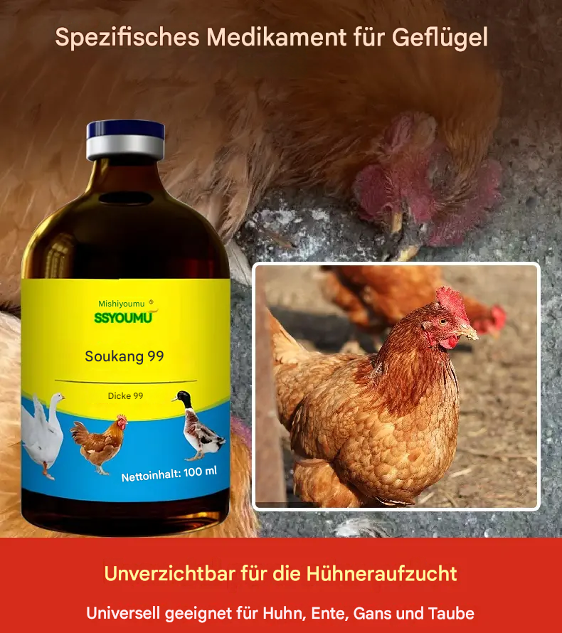 [5/10 Flaschen] 💊🐓🦆🕊️ Medikament zur Behandlung von Vogelgrippe, Appetitlosigkeit, Durchfall und Husten bei Geflügel, Hühnern, Enten und Gänsen. 1 Flasche à 100 ml.