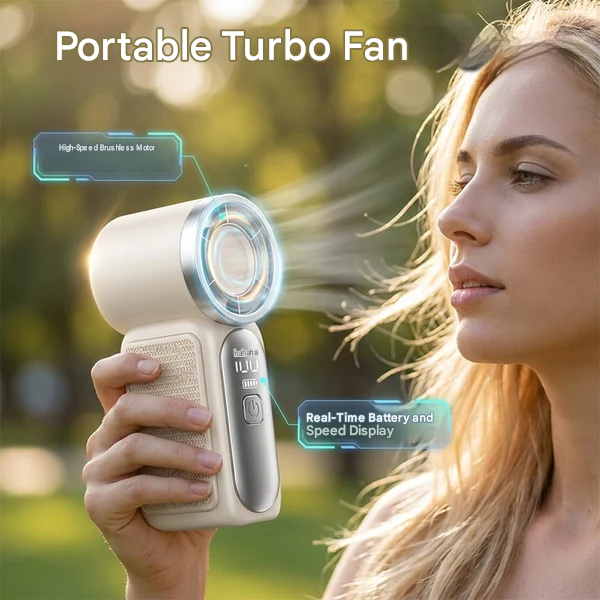 Small portable fan with high speed and long lifespan.
