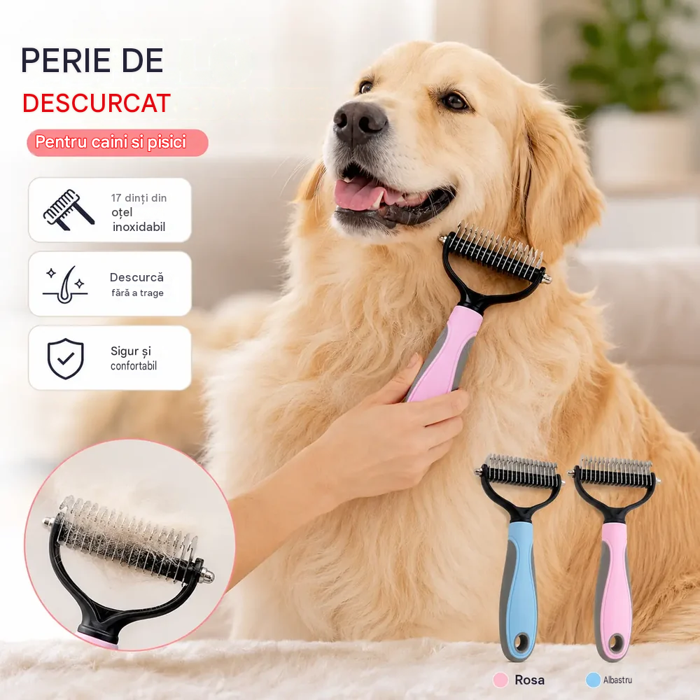 🐶【Cumpără 1, primești 1 gratuit, 2 bucăți】Perie cu două fețe pentru îngrijirea și îndepărtarea părului animalelor de companie