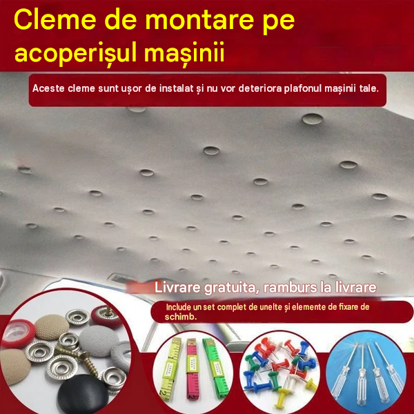 🔥【30 de bucăți】Catarame pentru îndepărtarea pânzei de acoperiș auto (include trusa de scule de instalare)
