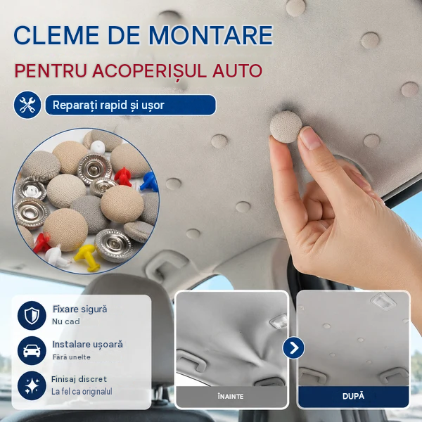 🔥【30 de bucăți】Catarame pentru îndepărtarea pânzei de acoperiș auto (include trusa de scule de instalare)