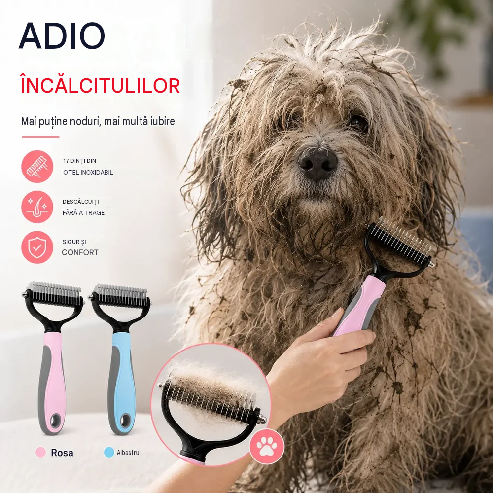 🐶【Cumpără 1, primești 1 gratuit, 2 bucăți】Perie cu două fețe pentru îngrijirea și îndepărtarea părului animalelor de companie