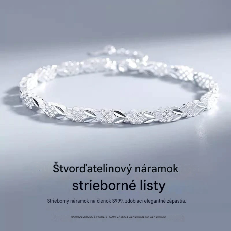 Dámsky náramok Love New Fashion zo striebra 925 so štvorlístkom
