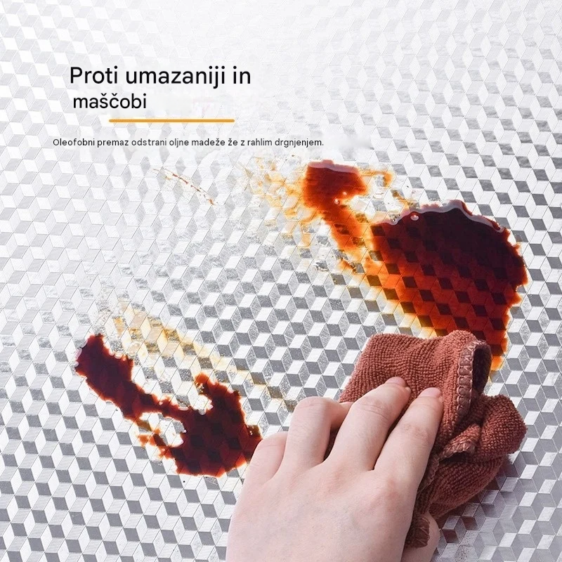 ♨️♨️【40 cm * 12 m】 Odstranljiva samolepilna aluminijasta folija – odporna na maščobo, toploto in enostavna za čiščenje