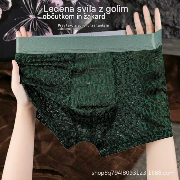 【L-4XL】Moško mrežasto spodnje perilo iz ledene svile, večje velikosti, zračno. - 【55-100 kg】