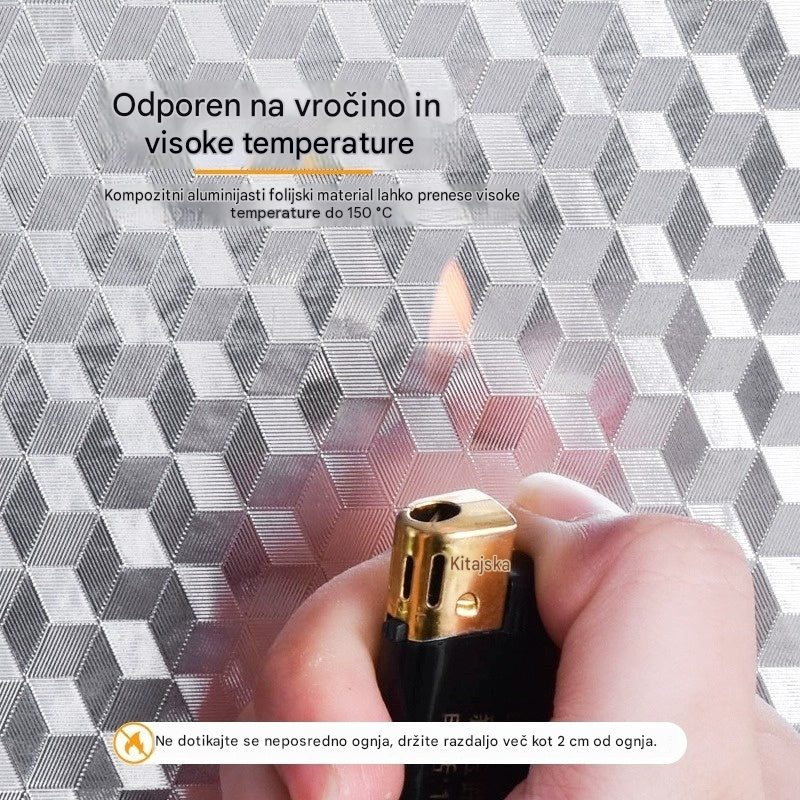 ♨️♨️【40 cm * 12 m】 Odstranljiva samolepilna aluminijasta folija – odporna na maščobo, toploto in enostavna za čiščenje