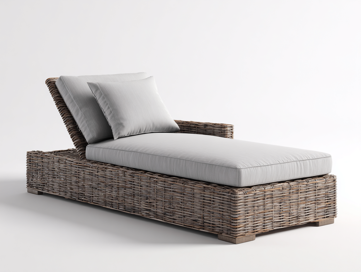 Tumbonas tumbona ratán con cojín 180x70x75 cm marrón diseño moderno exterior-Jalokahome