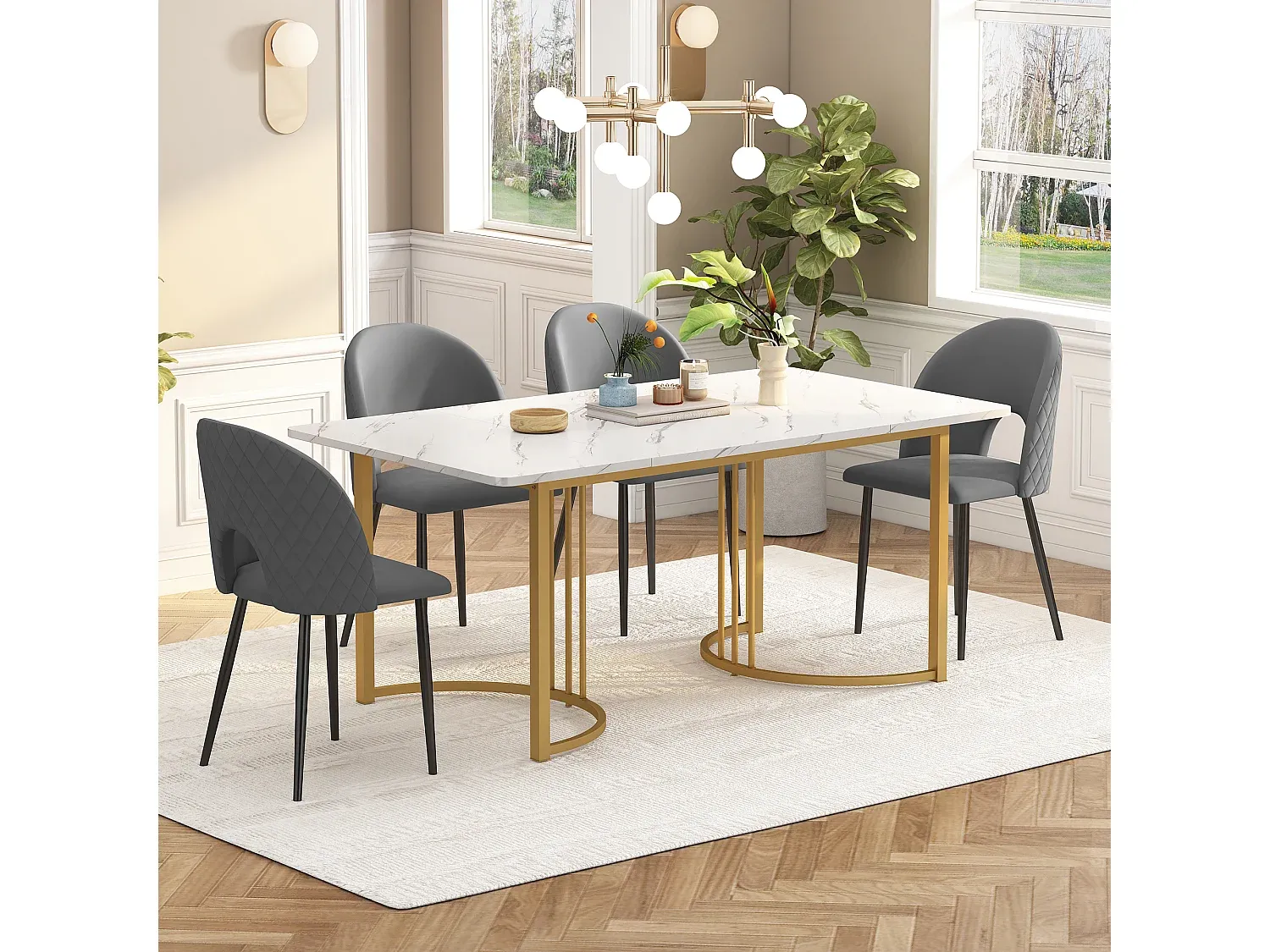 Esszimmer und Küche,Esszimmermöbel,Set aus feststehendem Tisch und Stuhl-Nestaviroa