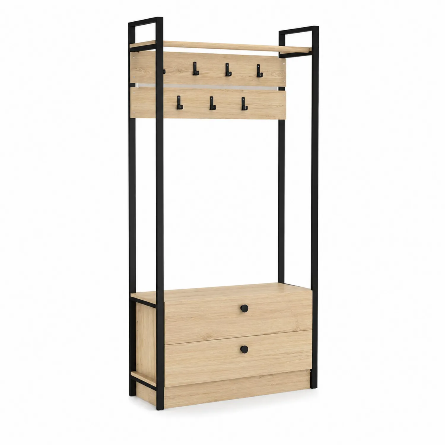Appendiabiti con Scarpiera in MDF e Metallo Nero