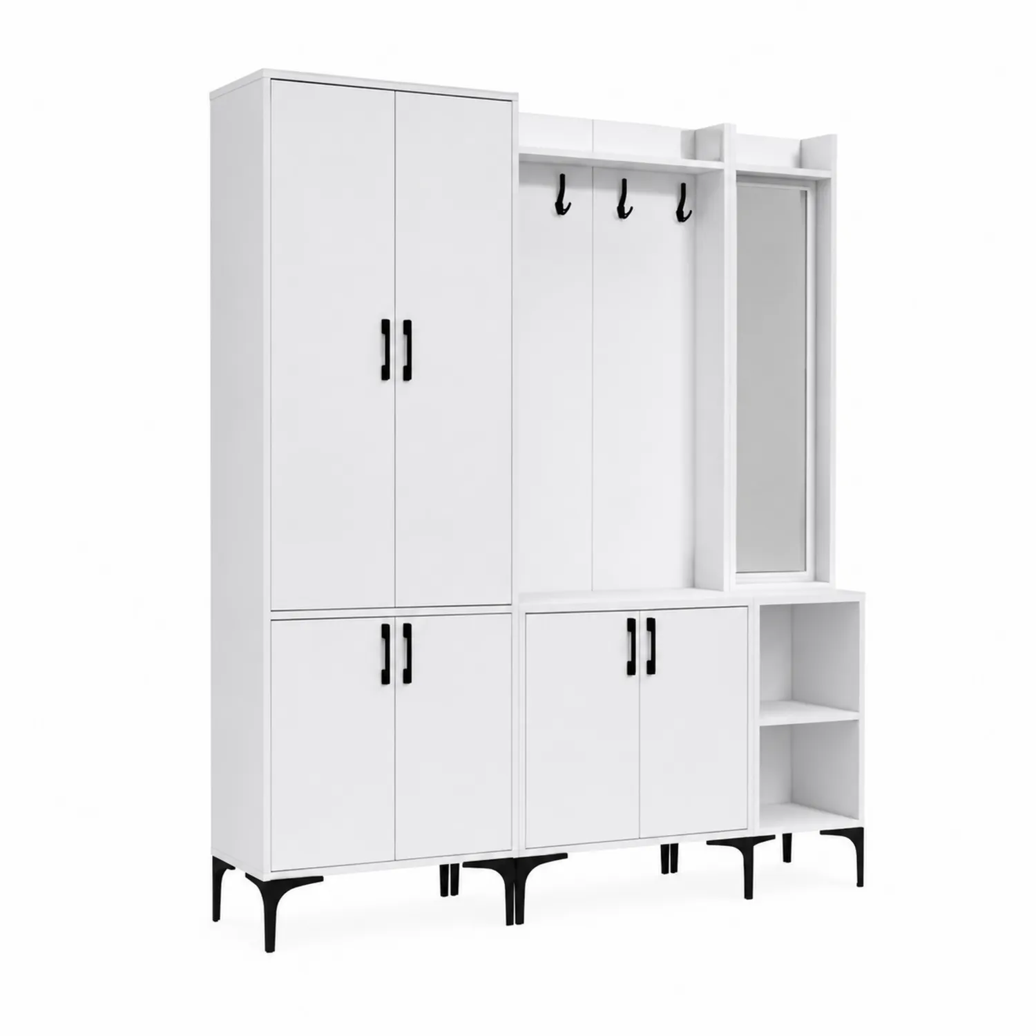 Armadio da Ingresso con Specchio e Appendiabiti in MDF e Acciaio Verniciato
