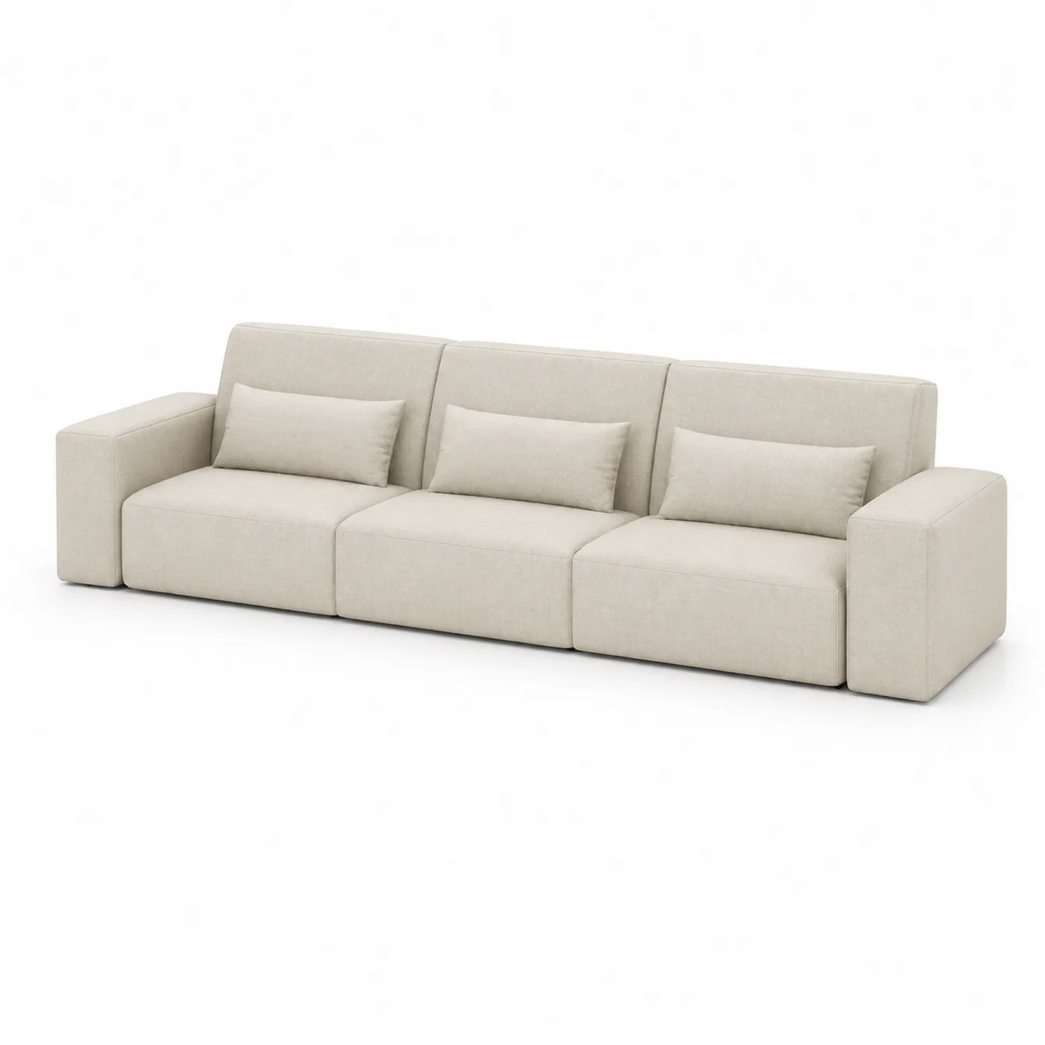 Divano modulare in tessuto beige 3 posti con cuscini inclusi