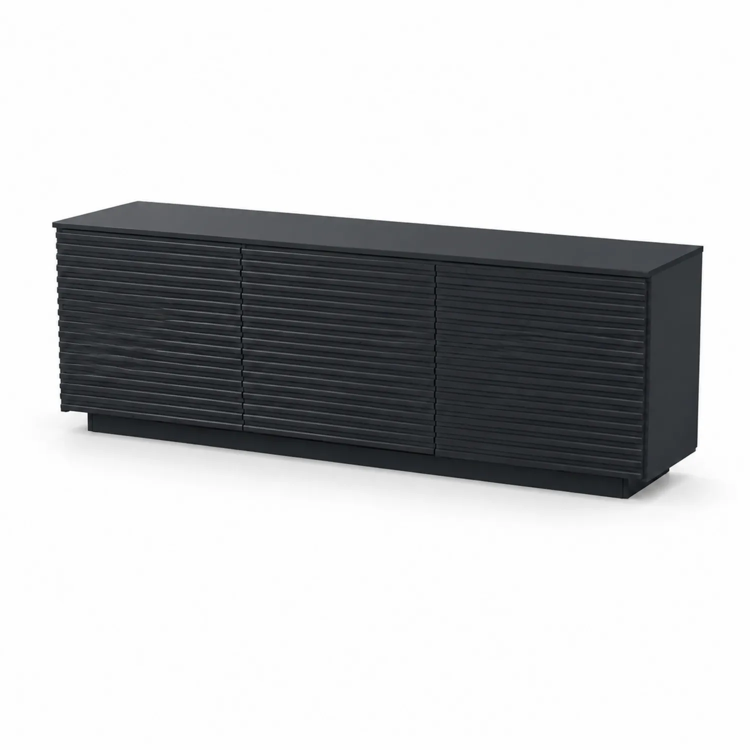 Mobile TV in MDF nero con ante a doghe 180x40x50 cm