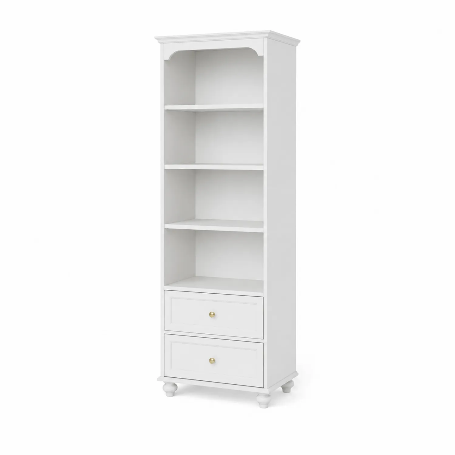 Libreria alta in legno bianco con cassetti 180x60x30 cm