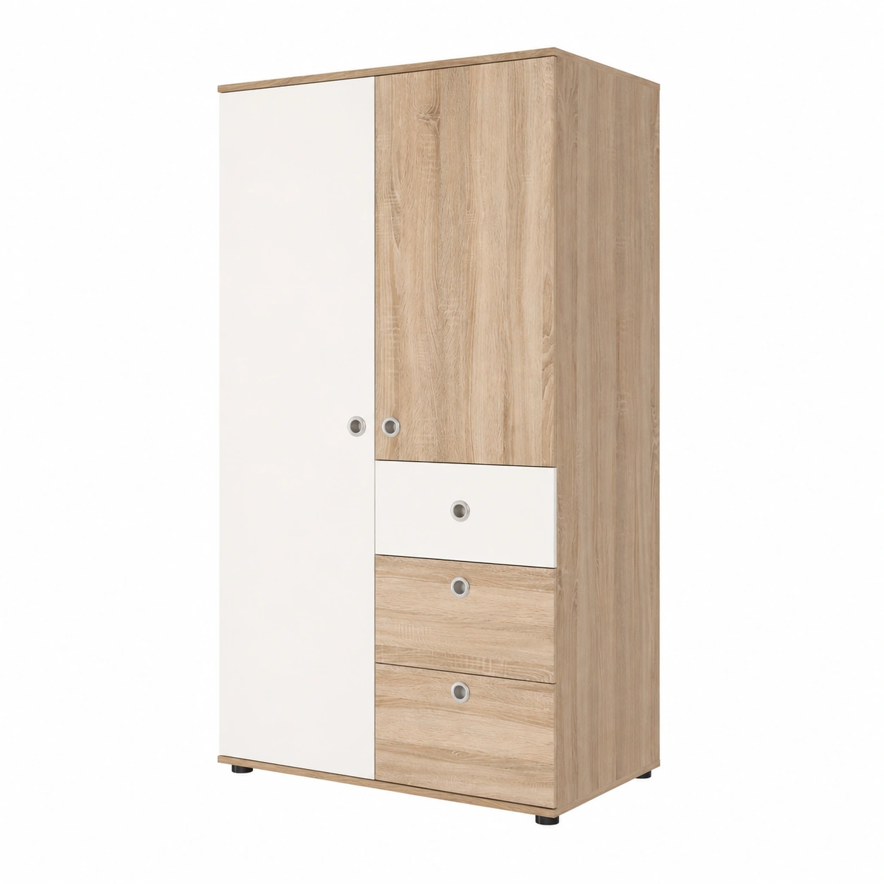 Stilvoller Krzimmerschra 2-turig - Vielseitiger Schra mit viel Stauraum, Eiche Sonoma, Weiss - 90x191x53 cm-Urbanfique
