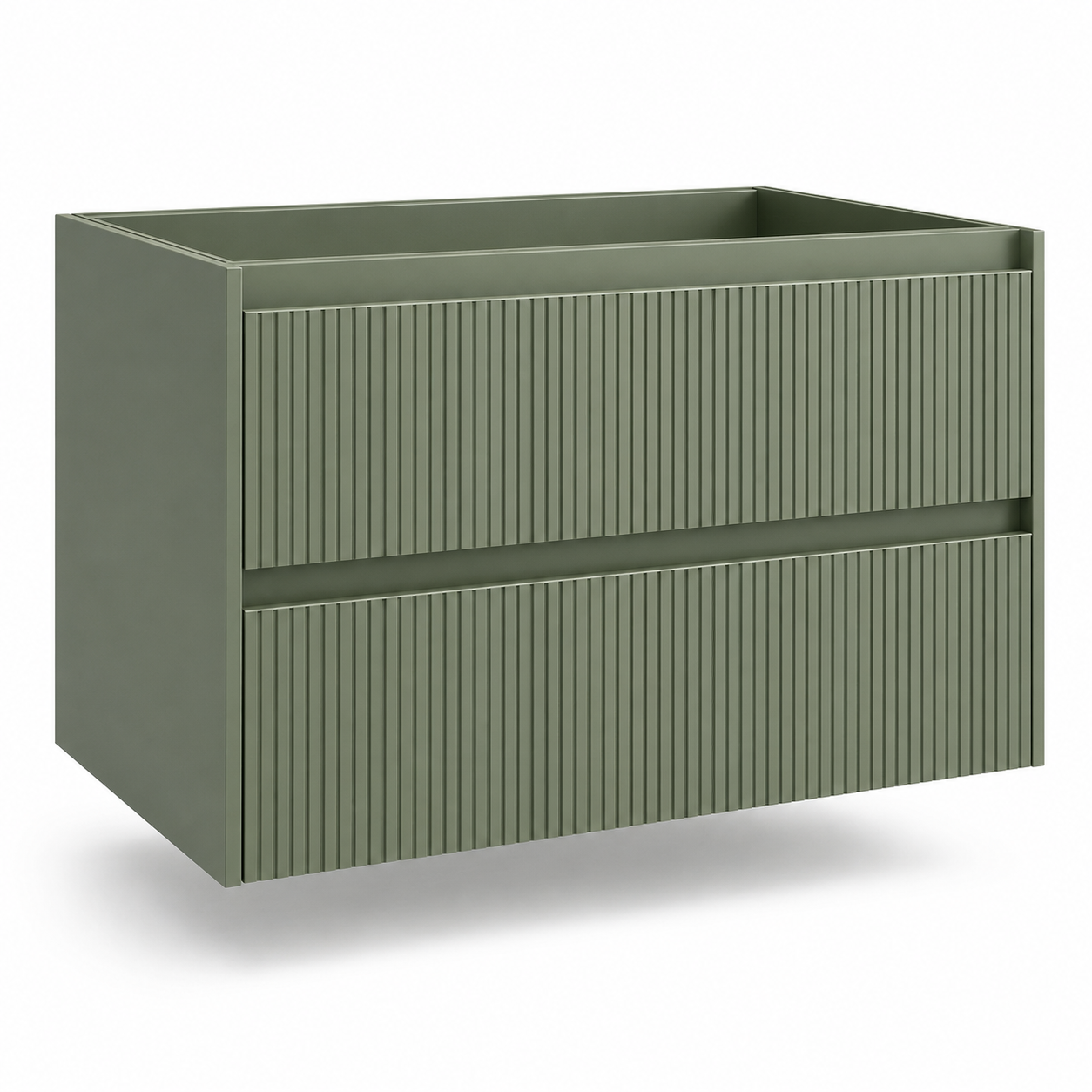 Schwebender Waschbeckenunterschrank Salbeigrün Matt 80x45x50 cm mit Rillenfront-lignecasa