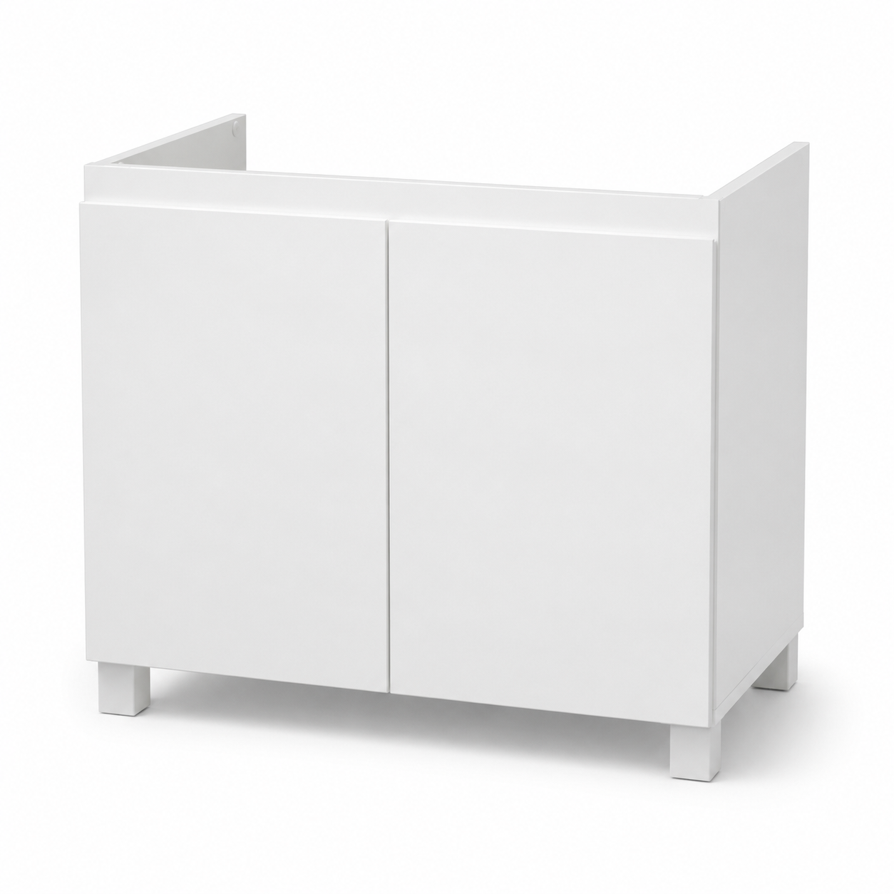 Kompakter Waschbeckenunterschrank Weiß Matt 60x40x55 cm mit Soft Close Türen-lignecasa