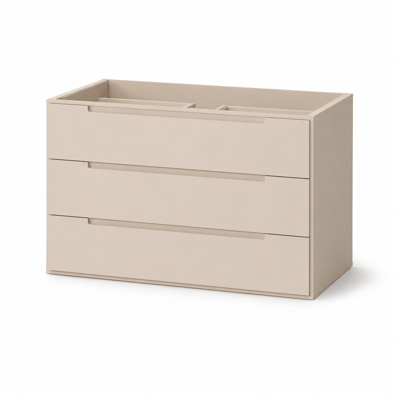 Waschbeckenunterschrank Kaschmir Beige 120x46x50 cm mit Griffmulden und Schubladen-lignecasa