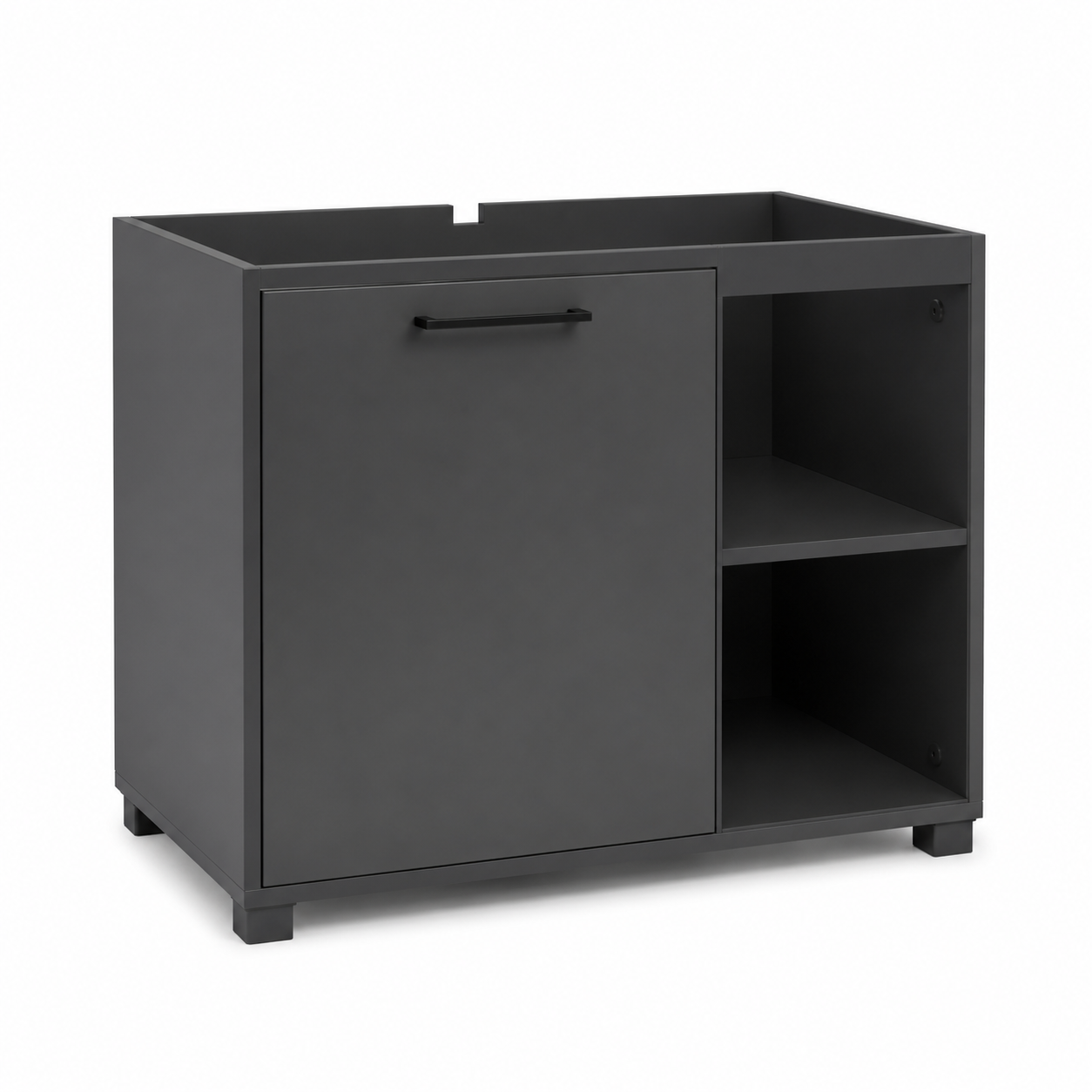 Moderner Waschbeckenunterschrank Anthrazit 80x45x48 cm mit offener Ablage-lignecasa