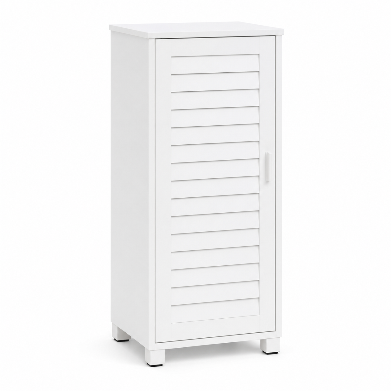 Halbhoher Bad Seitenschrank Weiß Matt 60x35x120 cm mit Lamellenfront