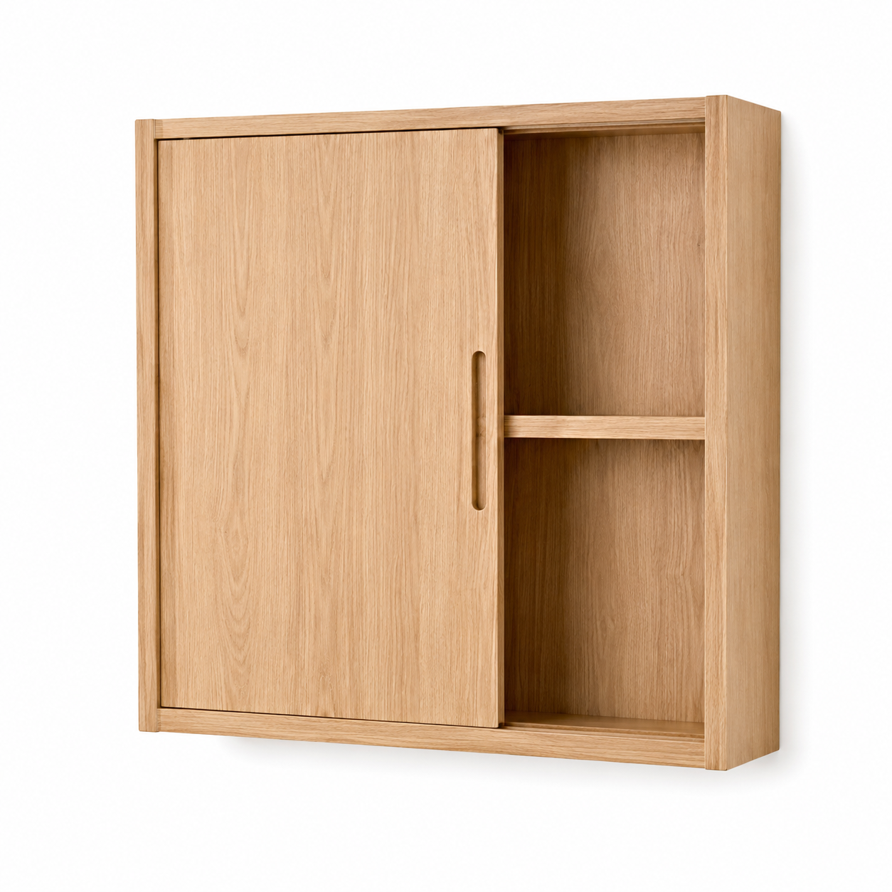 Bad Wandschrank Eiche Natur 60x22x70 cm mit Schiebetür und Regalboden