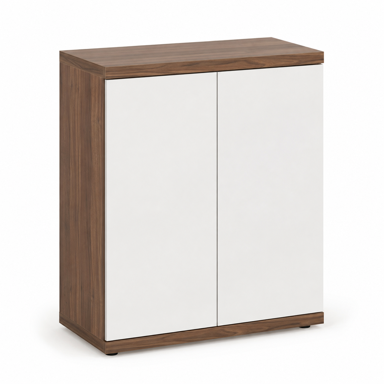 Bad Midischrank Nussbaum Weiß 70x34x105 cm mit geschlossenen Fächern