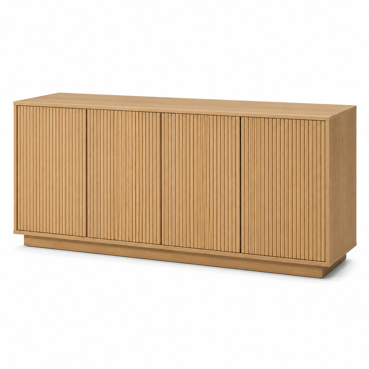 Sideboard Eiche Natur 160x42x78 cm mit Lamellenfront im Japandi Stil